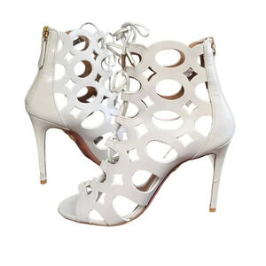 Aquazzura Begum 105 Laser Cut Ankle Booties White Size 7